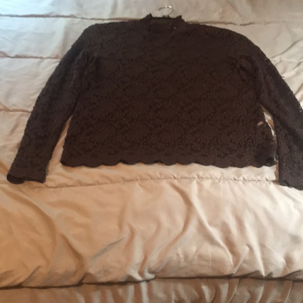XL Jones New York Long Sleeved Stretch Lace Blouse